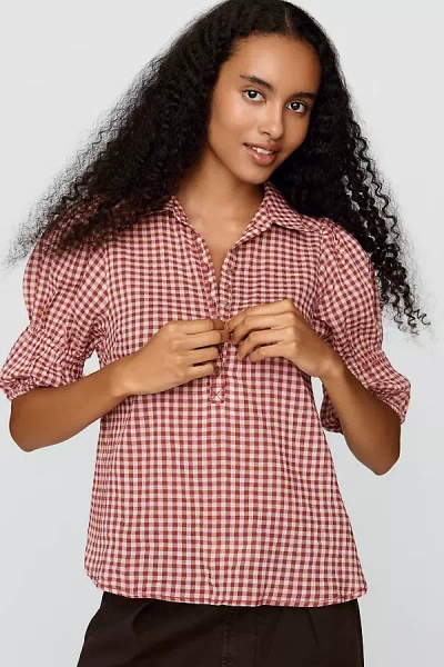 Pilcro The Tallulah Puff-sleeve Buttondown Top By  In Pink