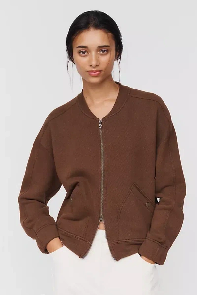 Pilcro The Terry Cotton Bomber Sweatshirt In Brown