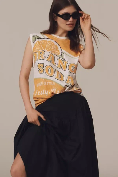 Pilcro The Vinnie Cotton-slub Crew-neck Muscle Tee By  In Orange