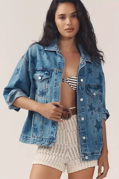 Pilcro The Weston Denim Boyfriend Jacket By : Star Print Edition In Blue