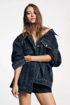 Pilcro The Weston Denim Boyfriend Jacket By : Studded Edition In Blue