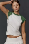 Pilcro Top-stitch Shrunken Ringer Tee In White
