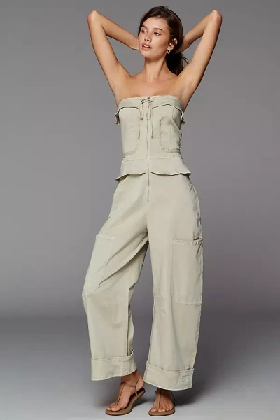Pilcro Tube Top Carpenter Jumpsuit In Green