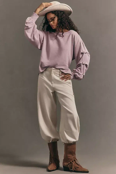 Pilcro Tucked-sleeve Pullover In Purple