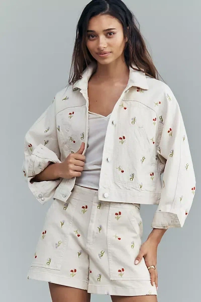 Pilcro Tulip Print Jacket In White