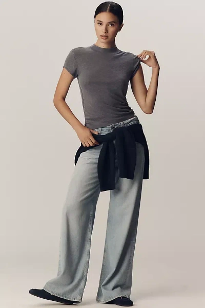 Pilcro Turtleneck Cotton Tee In Blue