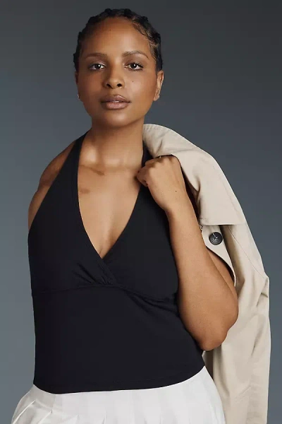 Pilcro Twist-front Halter-neck Top In Black