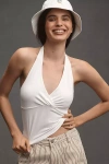 Pilcro Twist-front Halter-neck Top In White