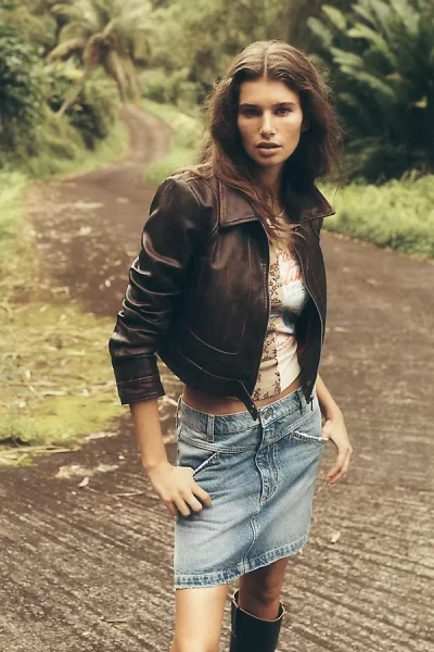 Pilcro Two-tone Denim Skirt In Blue