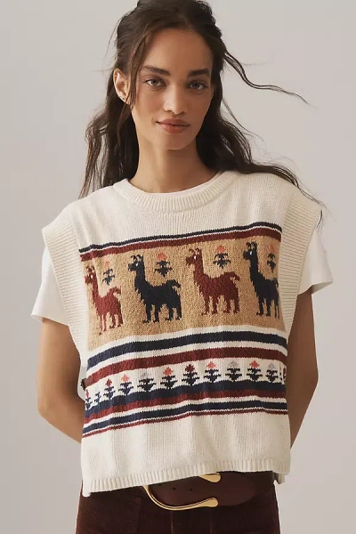 Pilcro Twofer Graphic Sweater In White