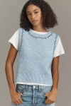 Pilcro Twofer Zig-zag Sweater Vest In Blue
