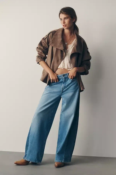 Pilcro Two-tone High-rise Wide-leg Jeans In Blue