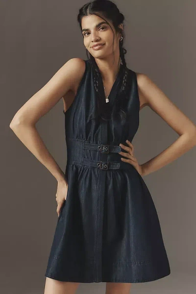 Pilcro V-neck Belted Mini Dress In Blue