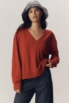 Pilcro V-neck Front-pocket Pullover Knit Top In Red