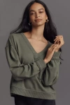 Pilcro V-neck Front-pocket Pullover Knit Top In Green