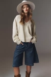 Pilcro V-neck Front-pocket Pullover Knit Top In White