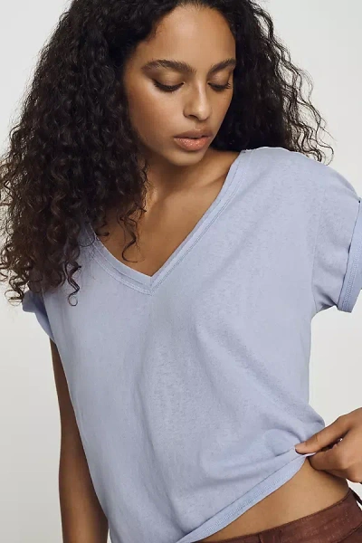 Pilcro V-neck Cotton Blend Tee In Blue
