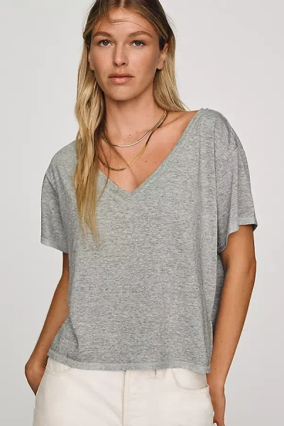 Pilcro V-neck Cotton Blend Tee In Gray
