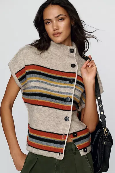 Pilcro Wool Blend Asymmetrical Button Sweater In Multicolor