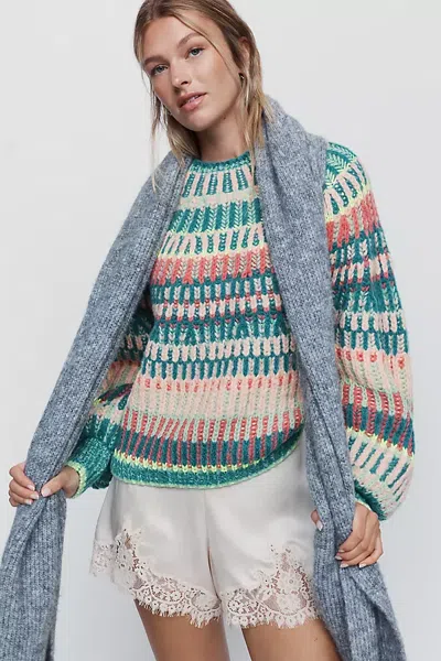 Pilcro Wool Blend Crew Neck Sweater In Multicolor