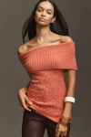 Pilcro Wool-blend Off-shoulder Sweater In Pink