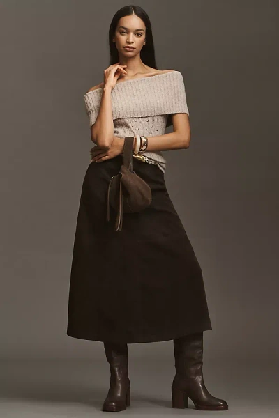 Pilcro Wool-blend Off-shoulder Sweater In Black