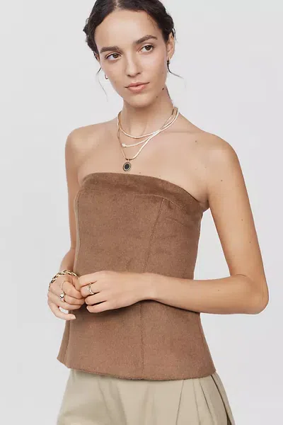 Pilcro Wool Blend Strapless Corset In Brown