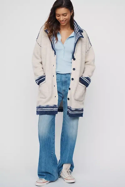 Pilcro Wool Linen Longline Cardigan In Multi