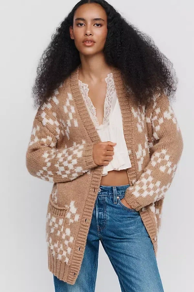 Pilcro Wool-blend Oversized Cardigan In Beige
