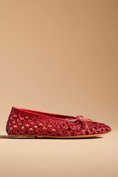 Pilcro Woven Leather Ballet Flats In Red