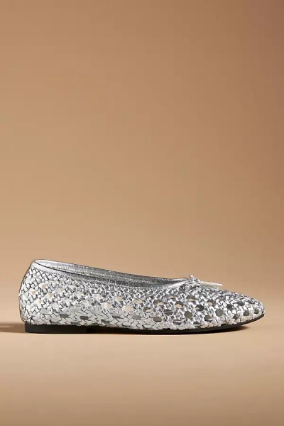 Pilcro Woven Leather Ballet Flats In Metallic