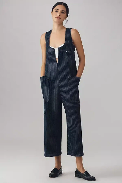 Pilcro Zip-front Sleeveless Cotton Jumpsuit In Blue