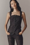 Pilcro Zip-front Square-neck Tank Top In Black