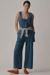 Pilcro Zip-front Wide-leg Overalls In Blue