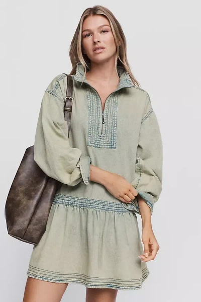 Pilcro Zip-up Swing Mini Dress In Green