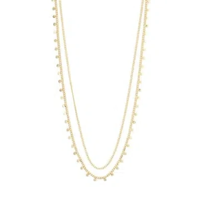 Pilgrim Bloom Recycled Necklace, 2-in-1, Gold-plated