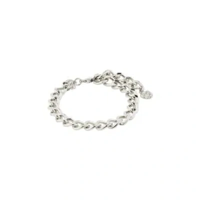 Pilgrim Charm Recycled Curb Chain Bracelet Silver In Metallic