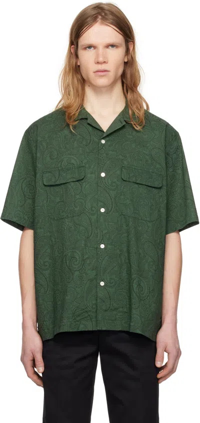 Pilgrim Surf + Supply Green Sam Paisley Short Sleeve Shirt In 65 Green