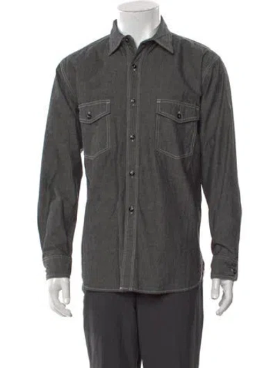 Pre-owned Pilgrim Surf + Supply Long Sleeve Denim Shirt W/ Tags In Black