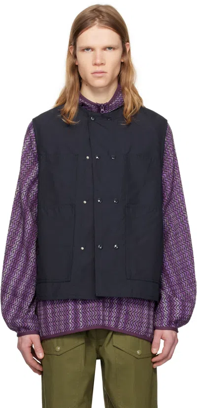 Pilgrim Surf + Supply Navy Finster Utility Vest In 79 Navy