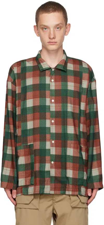 Pilgrim Surf + Supply Red & Green Dominique Shirt In 65 Green*rust Orange