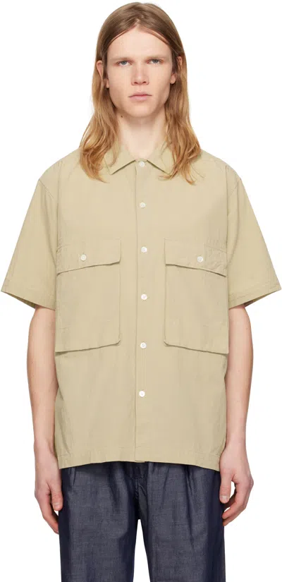 Pilgrim Surf + Supply Taupe Ivan Short Sleeve Shirt In 24 Khaki