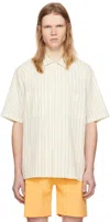 Pilgrim Surf + Supply White & Yellow Johnny Stripe Ss Shirt In 90 Mustard Stripe