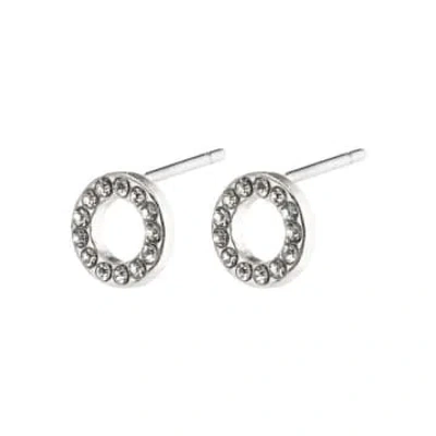 Pilgrim Tessa Recycled Crystal Halo Earrings Silver-plated In Metallic