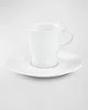 Pillivuyt Eventail Espresso Cups And Saucers, Set Of 4 In White
