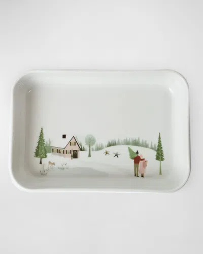 Pillivuyt Winter Decor Tapas Plates, Set Of 4 In White
