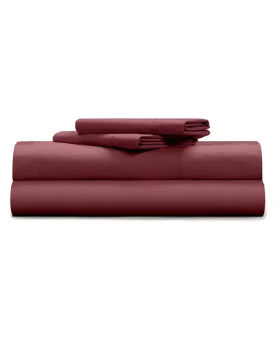 Pillow Gal Classic Cool & Crisp 100% Cotton Percale 4-piece Sheet Set In Purple