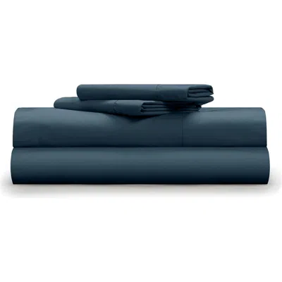 Pillow Guy Classic Cool & Crisp 100% Cotton Percale 4-piece Sheet Set In Pg Blue