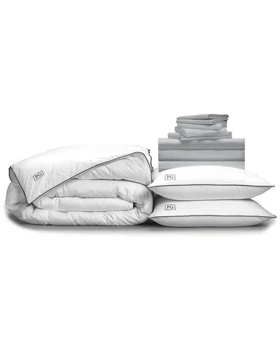 Pillow Guy Luxe Soft & Smooth 100% Tencel , White Down Perfect Bedding Bundle In Grey