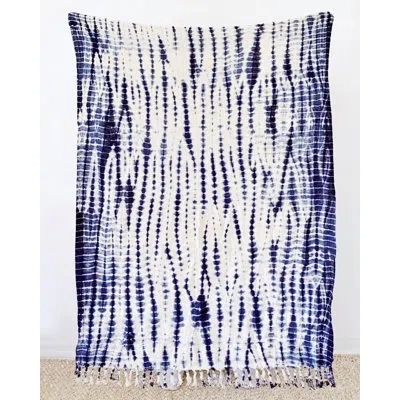Pillowpia Indigo Shibori 100% Cotton Hand-dyed Throw Blanket For Home Or Outdoors